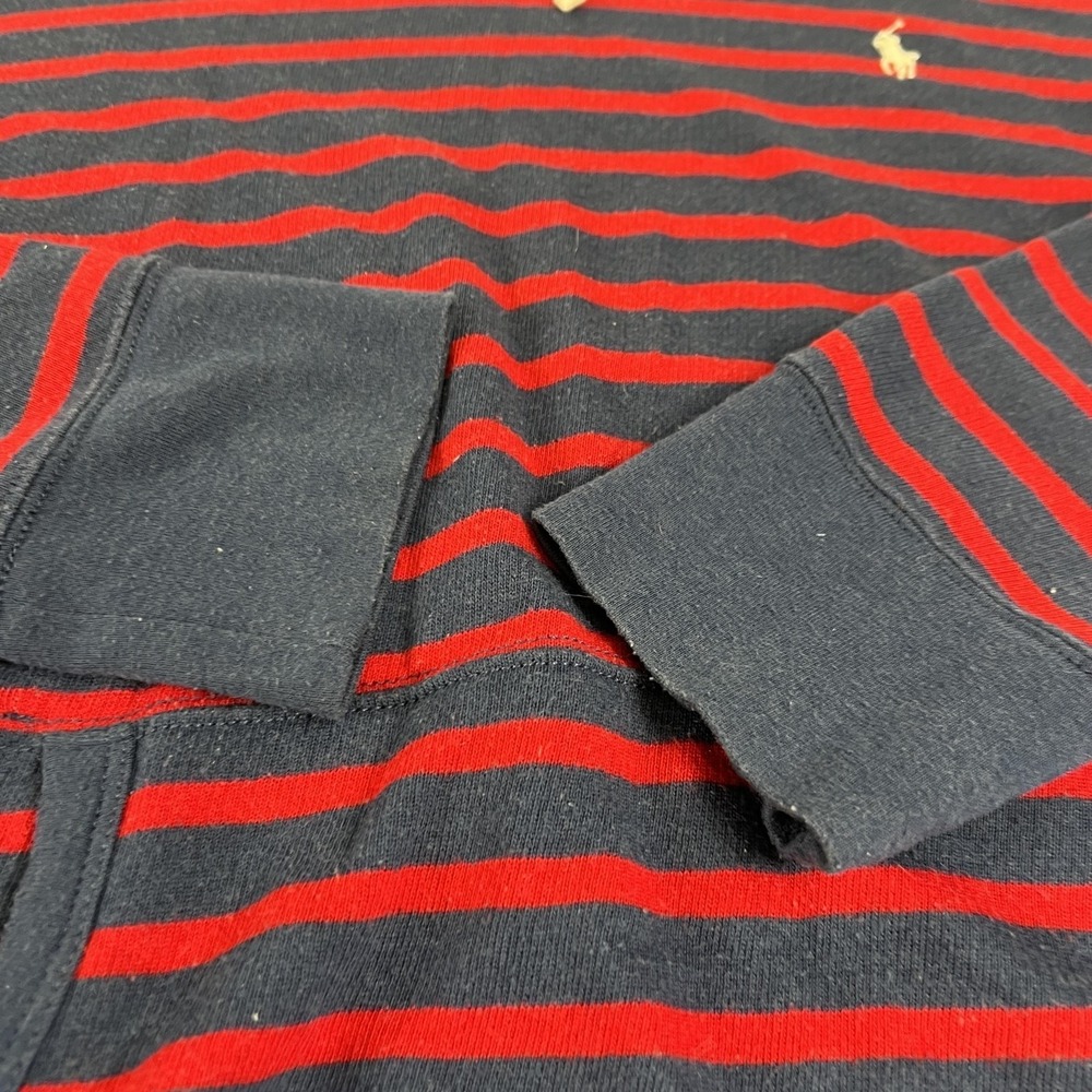 Vintage 90's Polo Ralph Lauren Hoodie Mens L Blue Red Striped Y2K Pullover - Picture 3 of 16